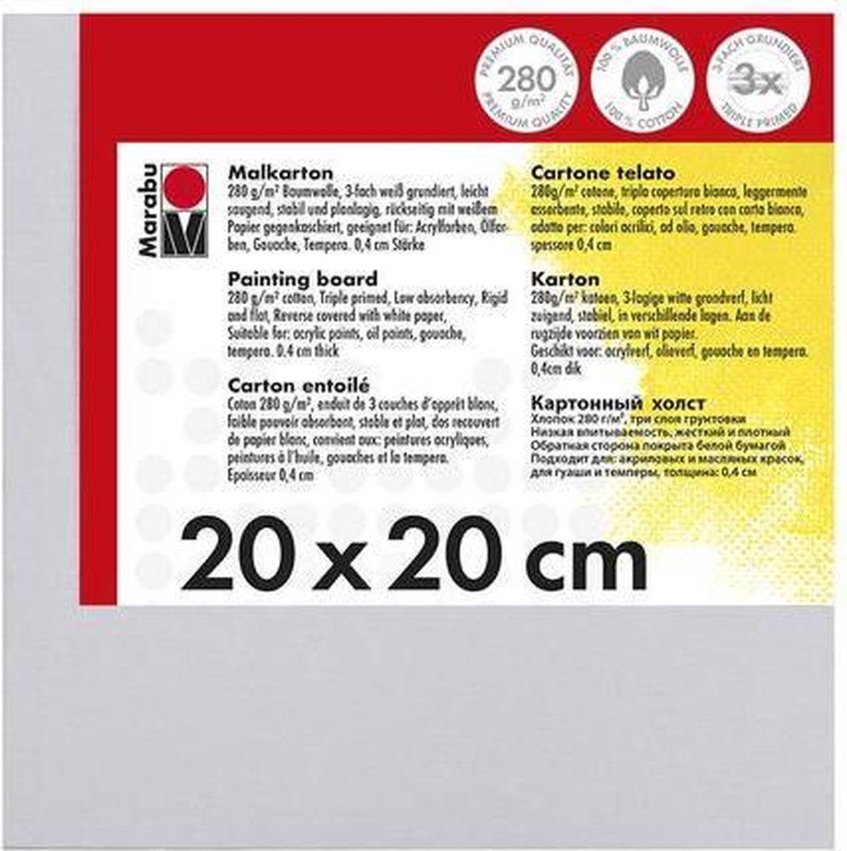 Schilderskarton 20 x 20 x 0 4 cm  280 g/m