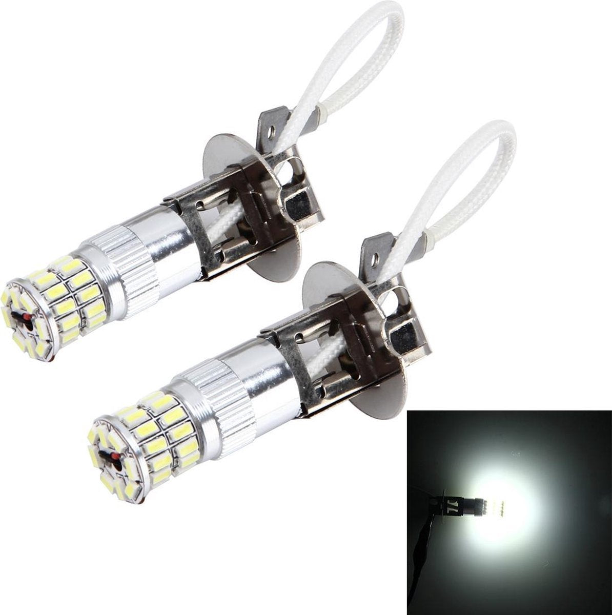 2 STUKS H3 5W 450 LM 6000K autolistlichten met 38 SMD-3014 LED's