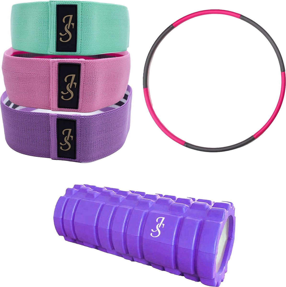 Sportpakket – Weerstandsbanden – Foam roller – Hoelahoep – Fitness hoepel - Booty Band - Resistance band - Fitness elastiek – Sportproducten – Foam roller - Trigger Point Massage - Fitness – Yoga – Pilates