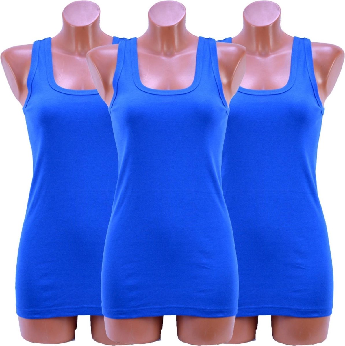 3 Pack dames hemd - 100% katoen - Blauw - Maat L