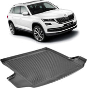 Kofferbakmat - kofferbakschaal op maat voor Skoda Kodiaq 7-zitter - 7 persoons - zwart - hoogwaardig kunststof - waterbestendig - gemakkelijk te reinigen en afspoelbaar