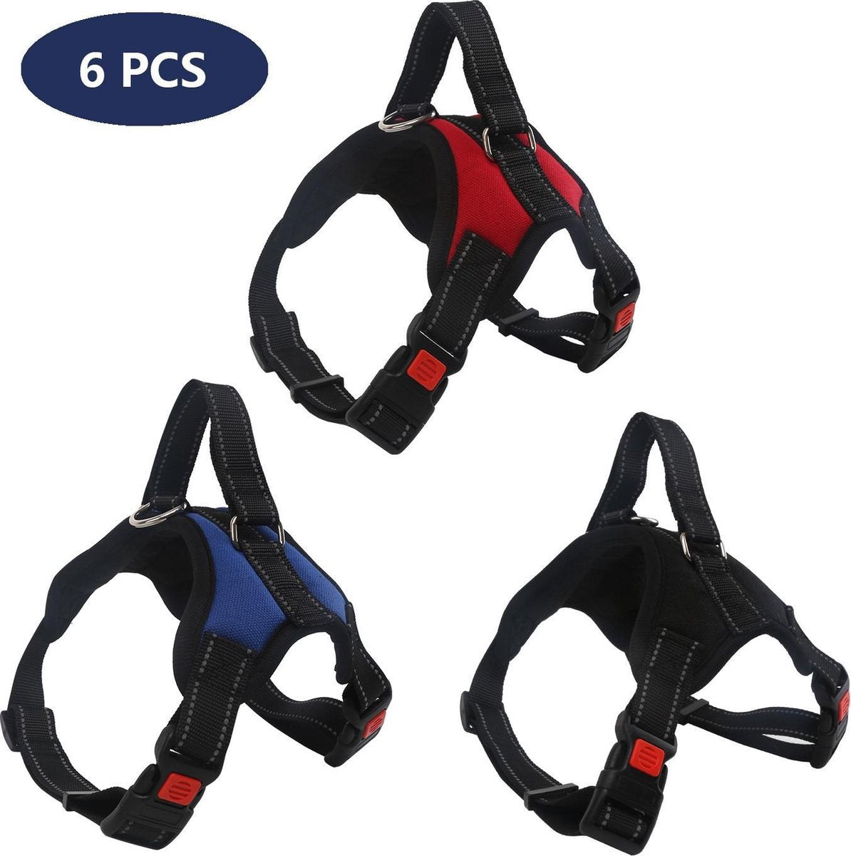 Nobleza Hondentuigje - L53-66cm - 6 stuks - Zwart Blauw Rood
