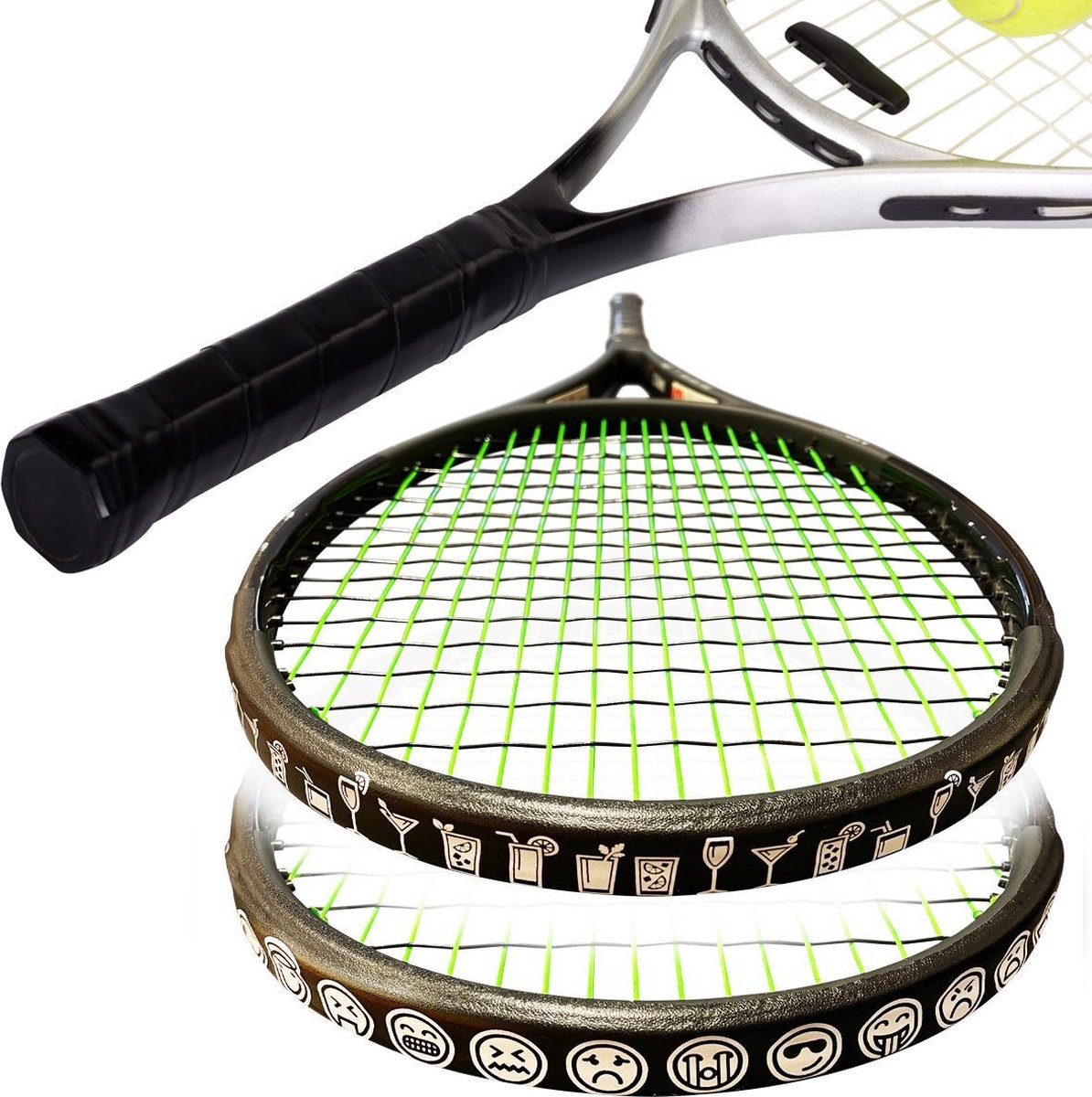 Dempertje.nl - Tennis Overgrip + Toptape Drinks  + Toptape Smiley - 1 stuk
