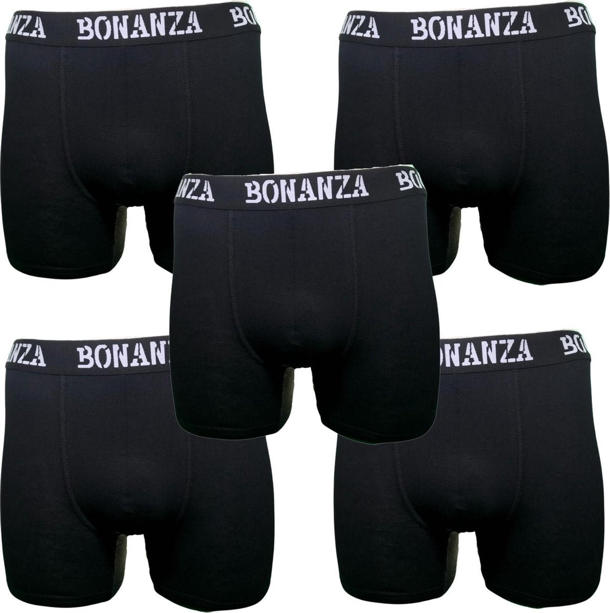 5 stuks Bonanza boxershorts - Katoen - Zwart - Maat M