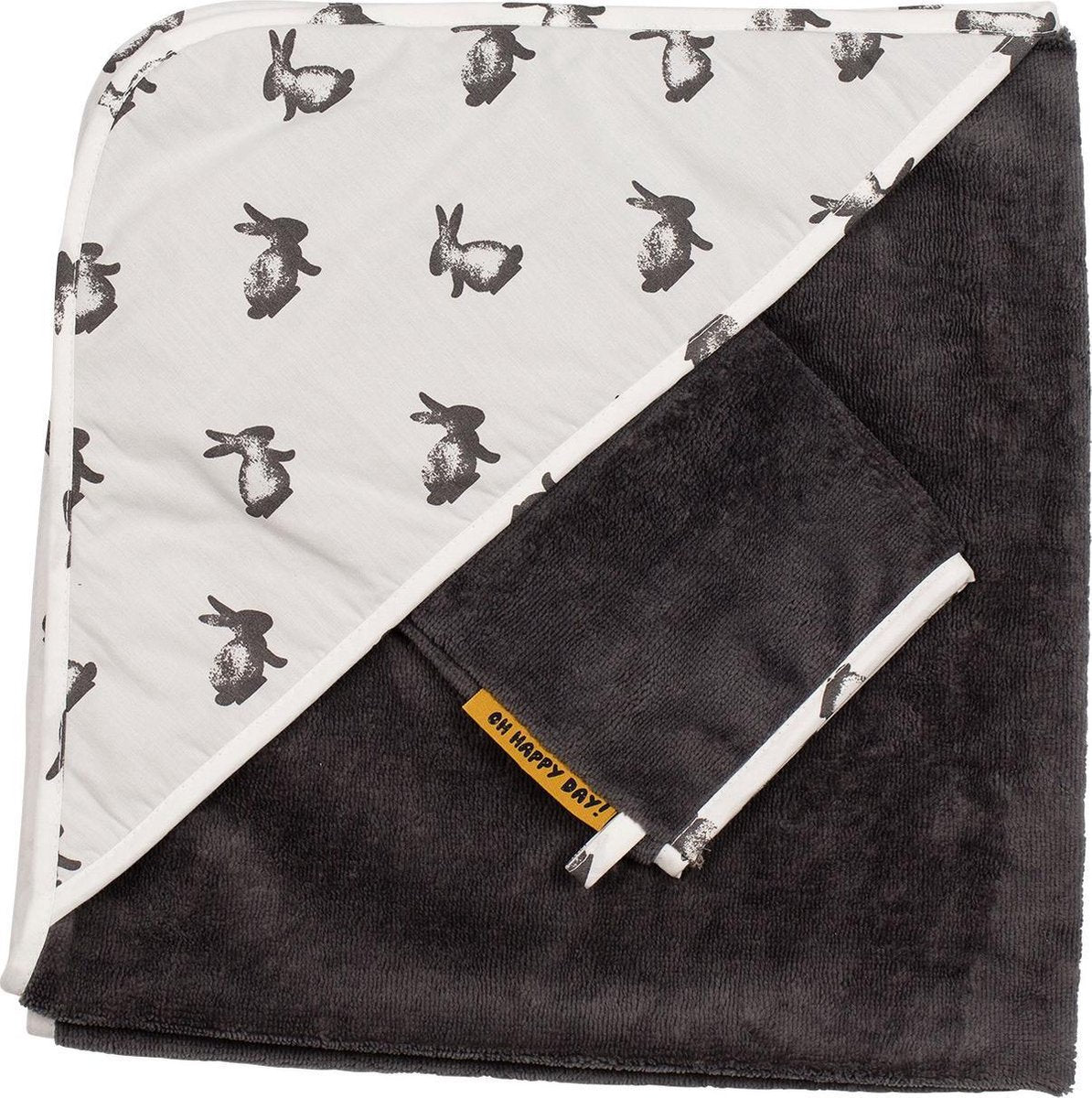 Pericles Badcape Met Washandje Nero 70 Cm Antraciet