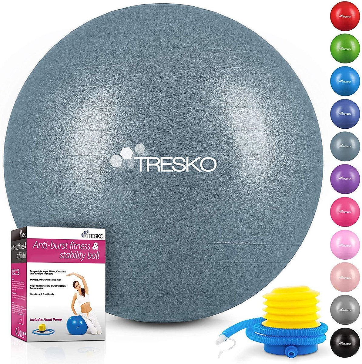 Fitnessbal met pomp - diameter 55 cm - Grey-Blue