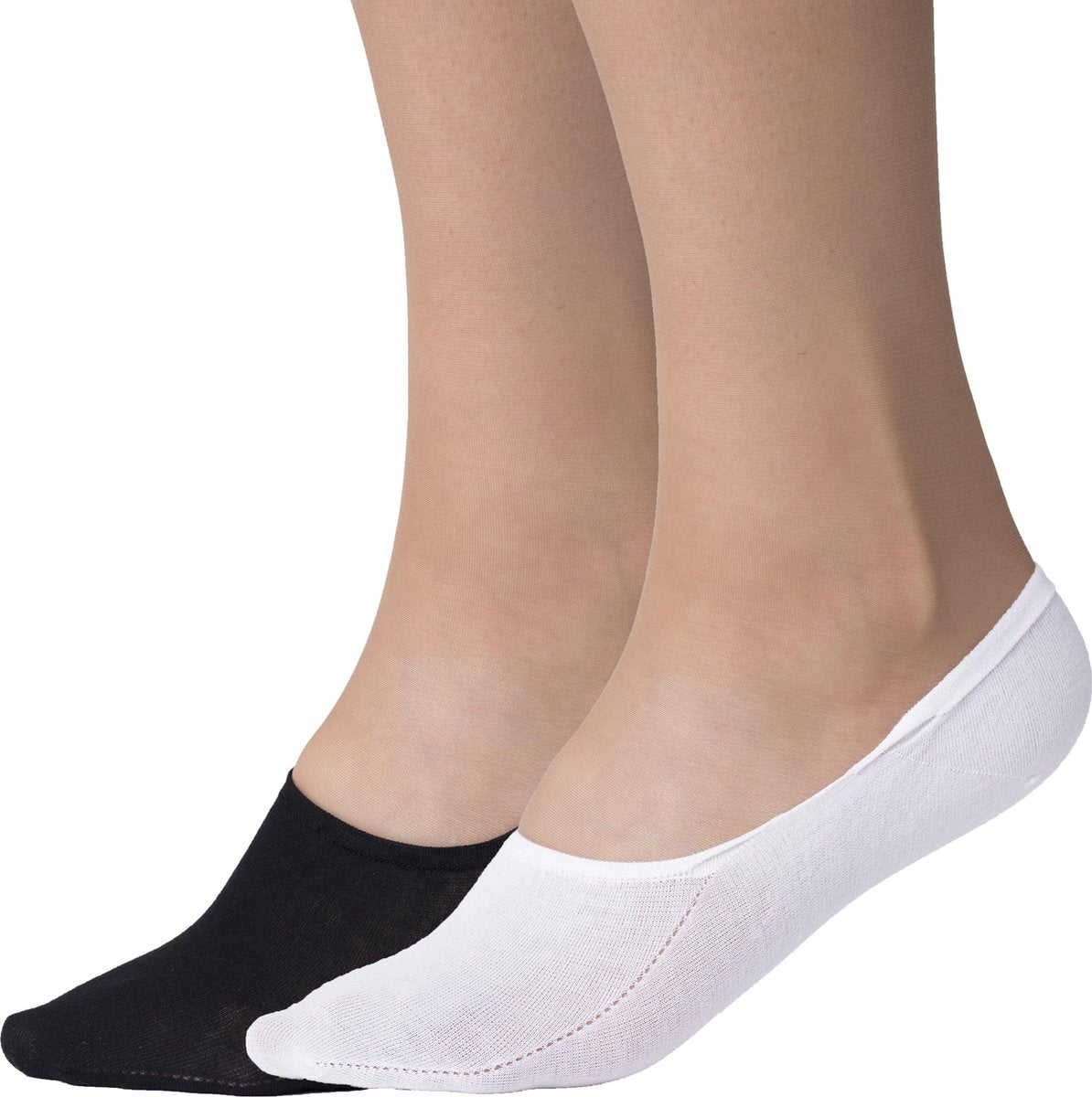 4 paar Dames Sneaker Sokken Katoen 2x wit 2x zwart
