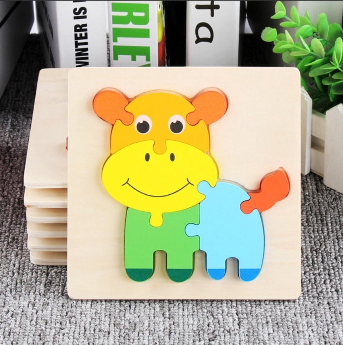 Baby speelgoed | Houten puzzel | Kalf Puzzel | Peuter puzzel | 7 delig