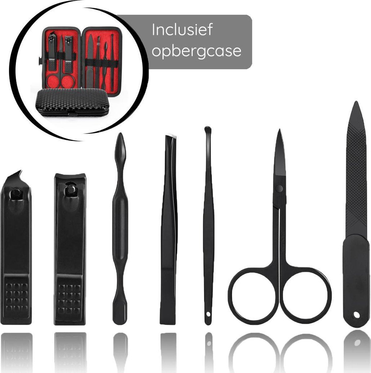JOLTIA - Manicure / Pedicure set - Nagelknipper - Teennagels - Nagels - Oorlepel - Oorsmeer verwijderaar - Wenkbrauw Schaartje - Pincet - Epileer - Nagelvijl - Manicureset - Op reis - Incl. Opbergcase