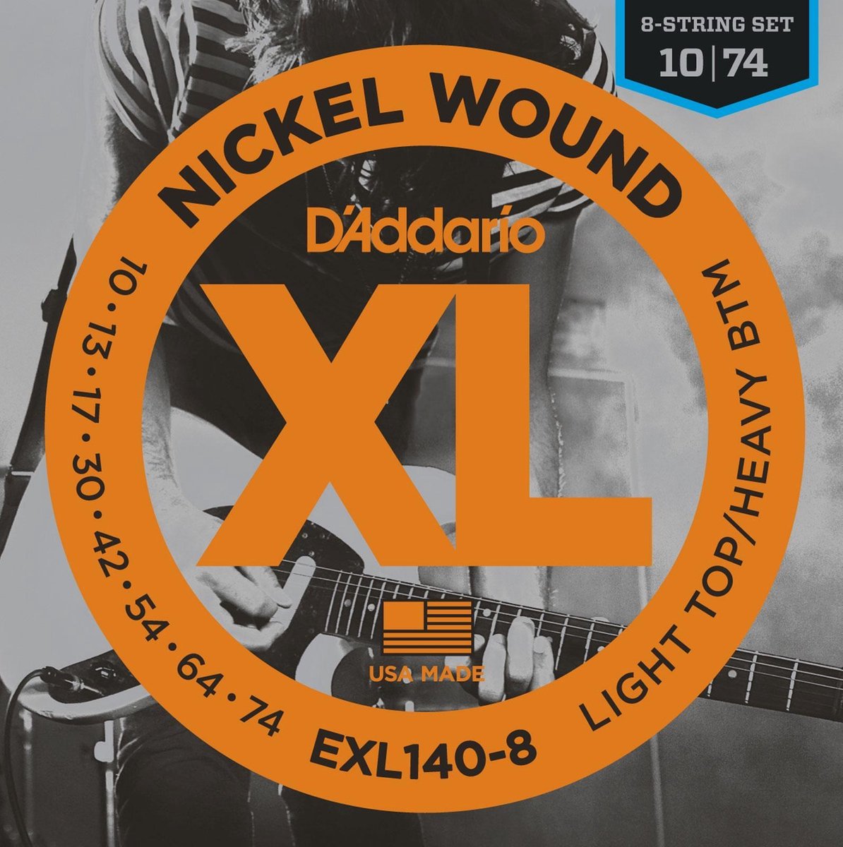 E-Git.snaren EXL140-8 10-74 nikkel omwonden 8-String
