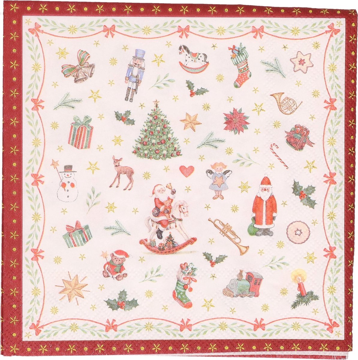 160x Kerst thema servetten met kerstfiguren/kerst plaatjes 33 x 33 cm - Papieren kerstservetten - Papieren wegwerpservetten 3-laags