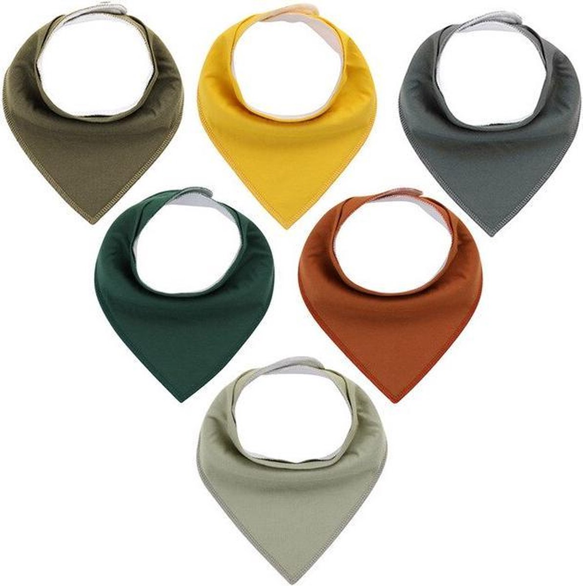 JillyBee - Slab - Slabbetje - Slabber - Bandana - 6pack - Donkere kleuren - Multicolor