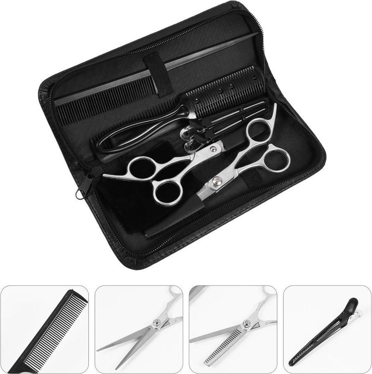 Professionele Kappersschaar- opbergtas - 6 delig kappersschaar set- barber scissors