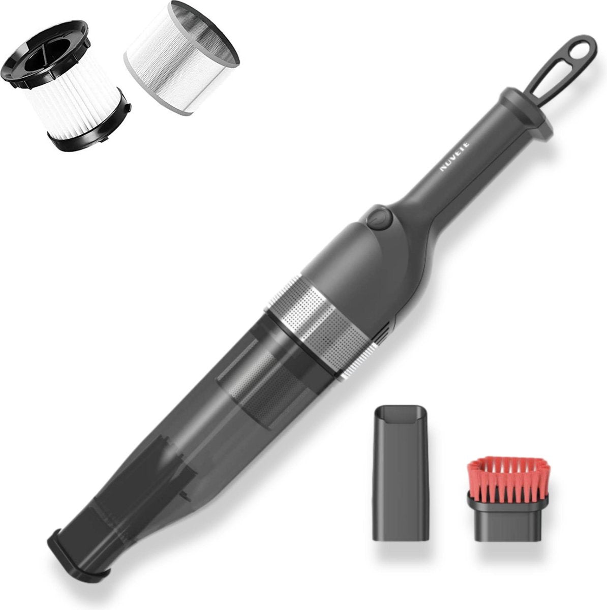 Novete™ - Draadloze Kruimeldief - Nat en Droog - 2 zuigniveau's  - HEPA filter - Auto Stofzuiger Snoerloos - 600 gram / Zwart