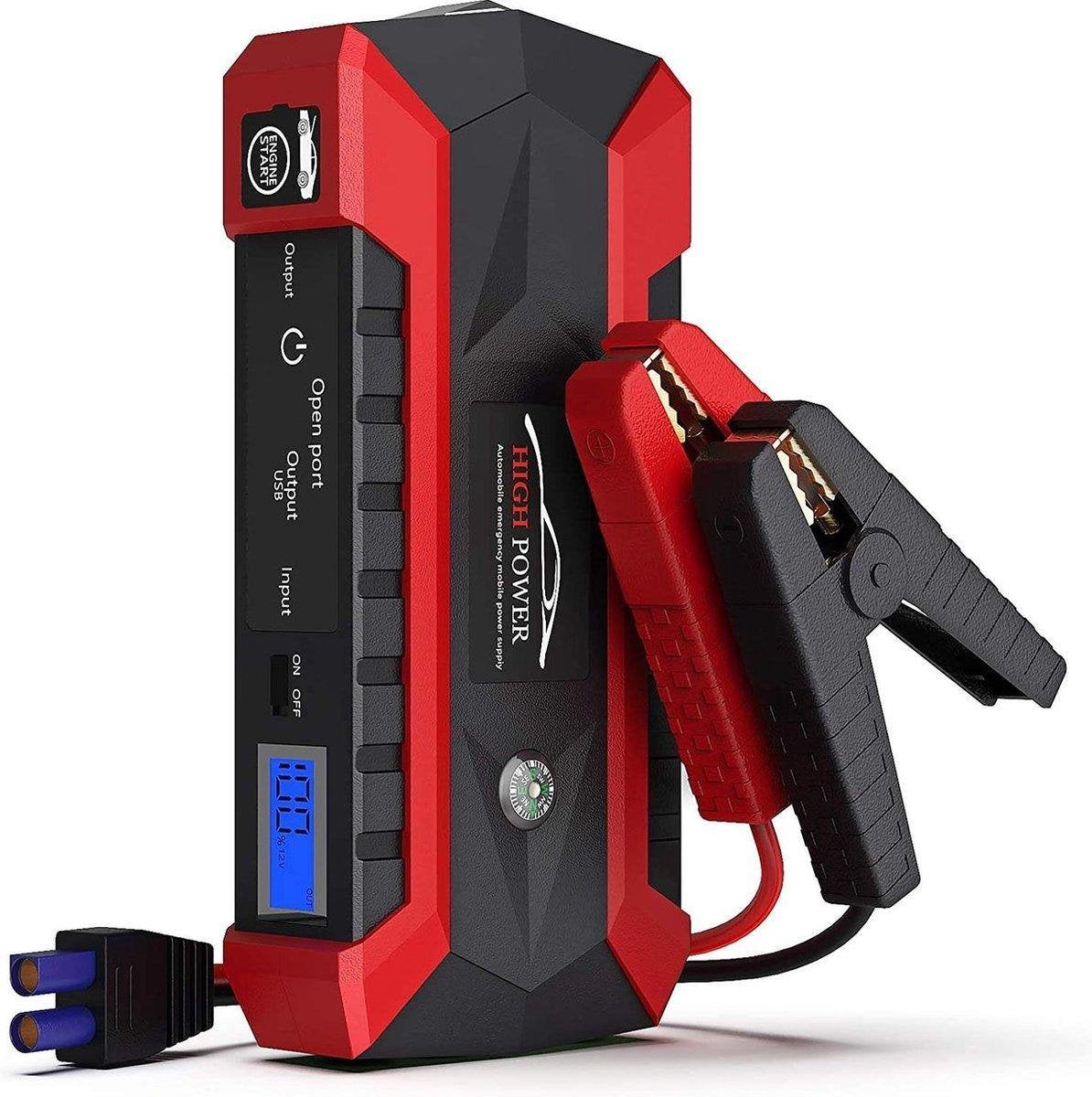 Dealingtoday 12 V jumpstarter – Jumpstarter auto – Zaklamp – Powerbank – Noodhamer – Kompas – SOS lichtsignaal – 16800maH - met E-book