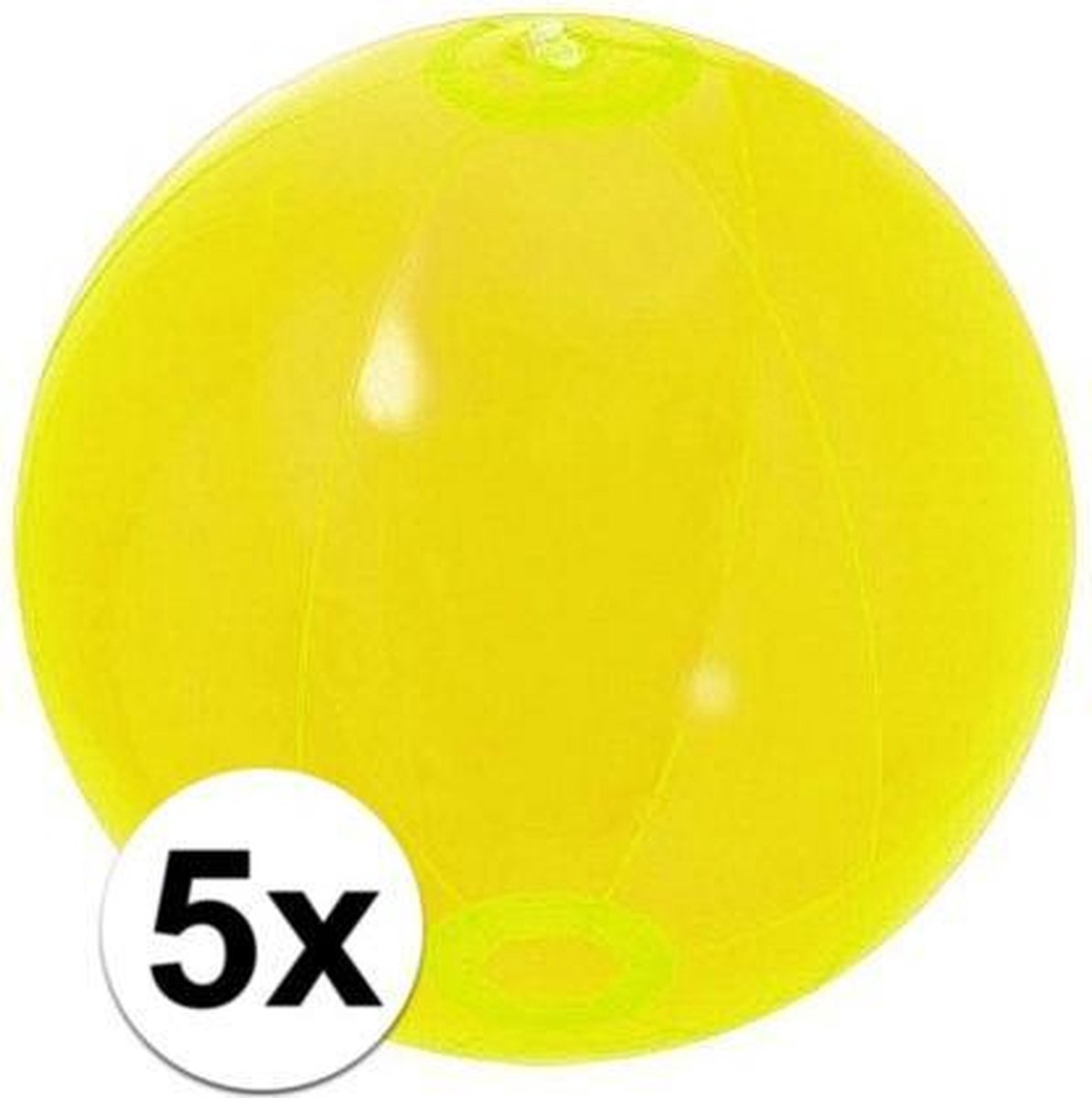 5x Opblaasbare strandbal neon geel 30 cm