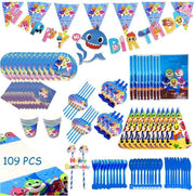 Feestopstelling - Feest Set - Verjaardagsfeest - Versiering Set - Viering - Happy Birthday - Party Set - Set Up - Servies - Mes Vork - Bordje - Banier - Speelgoed - Cadeautasje - Rietje - Versieren - Decoration  - Tableware - Oceaan Thema - Sea Theme