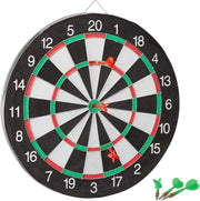 relaxdays dartbord X2 met pijlen - dartboard 43 cm - dubbelzijdig - klassiek - 6 pijlen