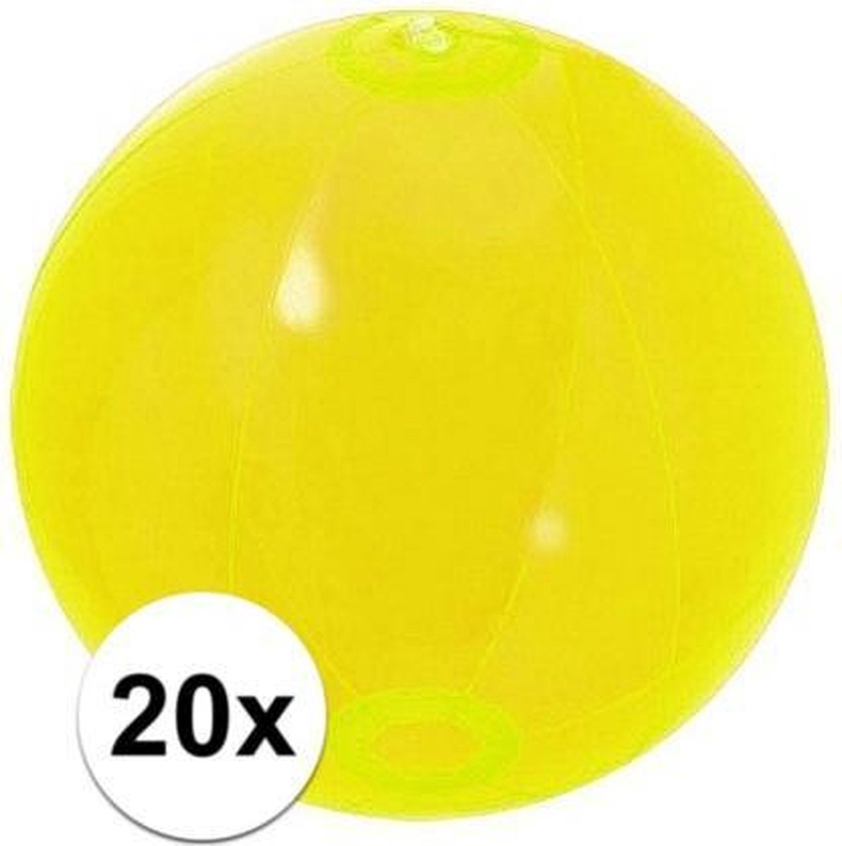20x Opblaasbare strandbal neon geel 30 cm