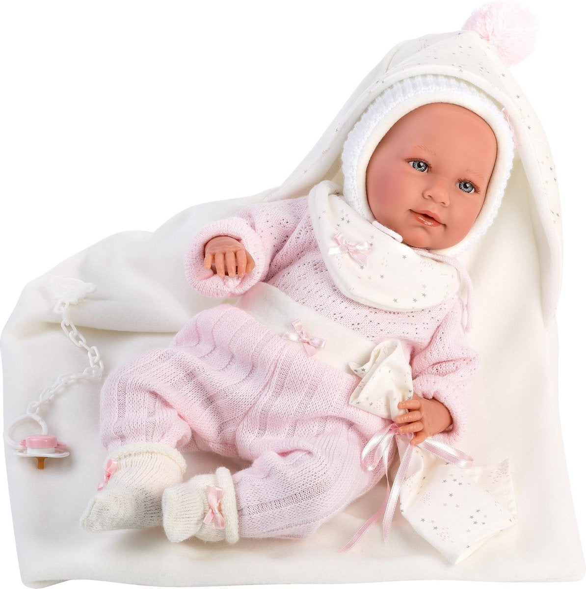 Llorens soft body babypop met geluid dekentje en speen 42 cm