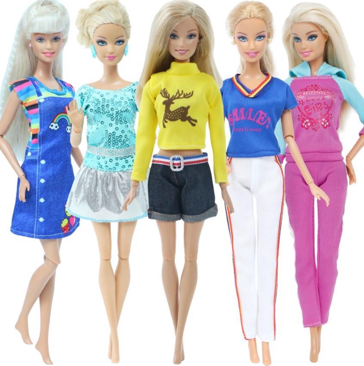5 sets Modepoppenkleding - Jurkjes