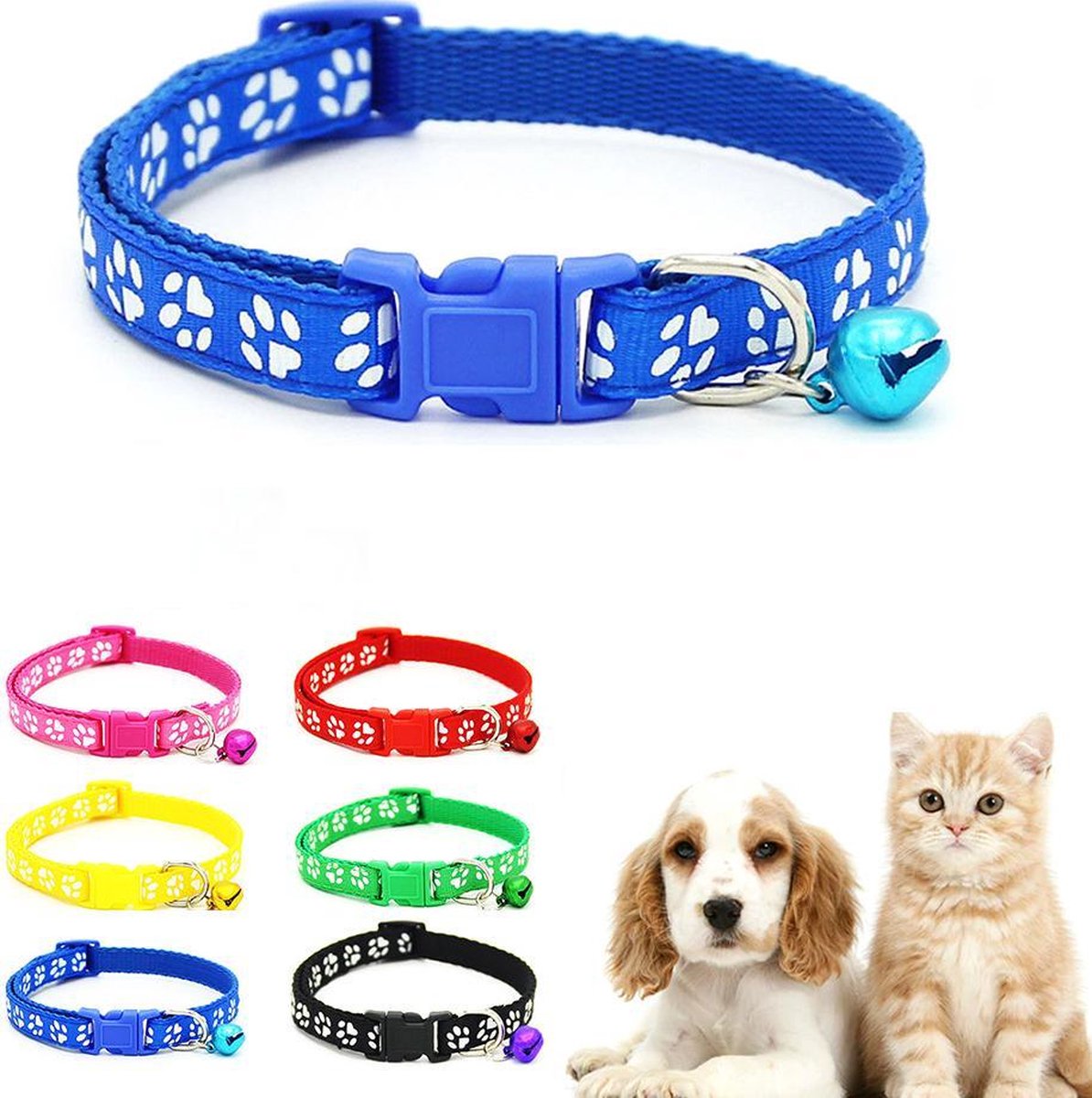 EPIN | Verstelbare dieren halsbandje | Voor Hond & Kat | Katten halsbandje | Honden halsbandje | Met belletje | ROOD