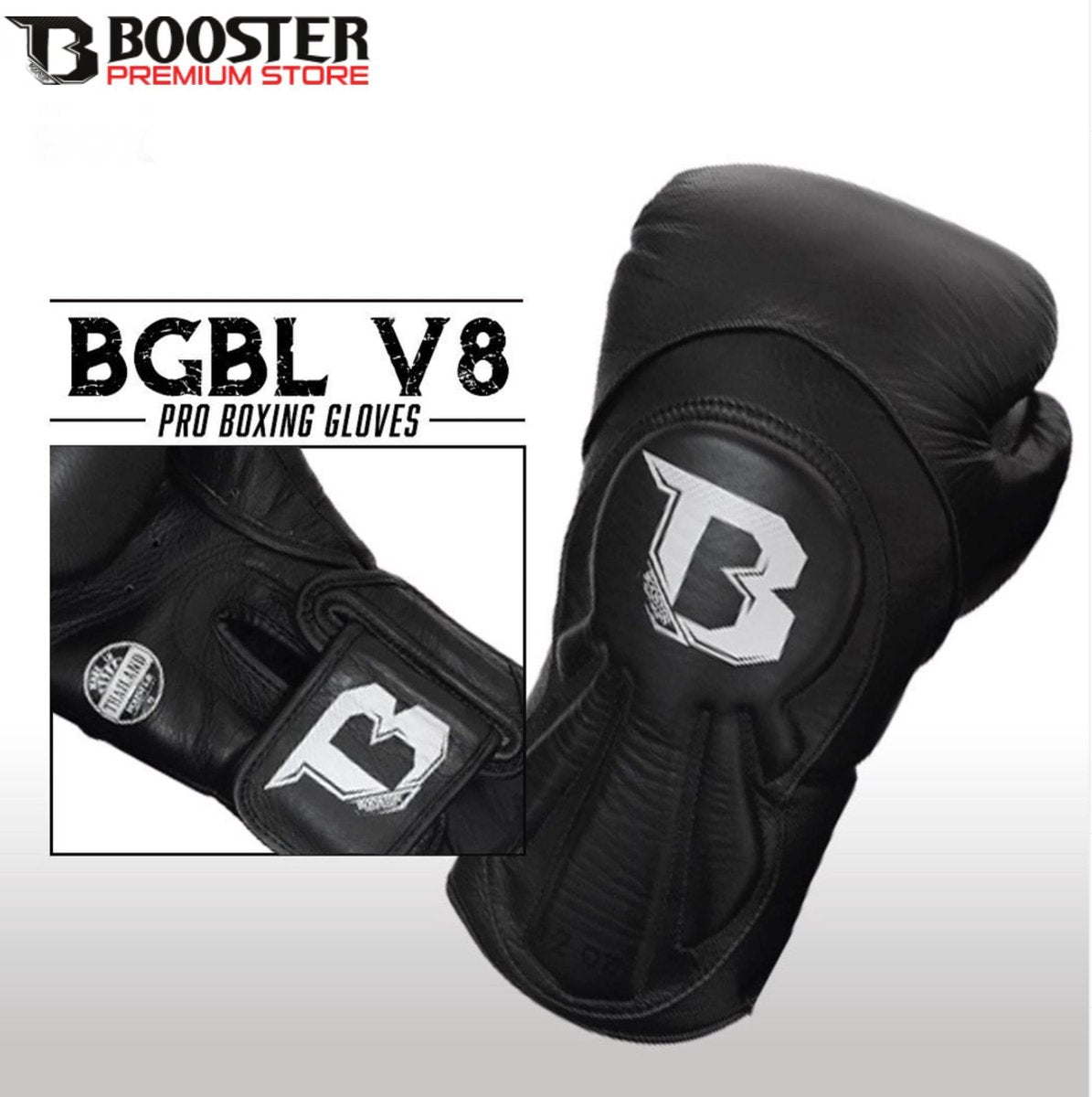 Booster™ - (kick)bokshandschoenen Velcro BGL-V8 Zwart 16oz