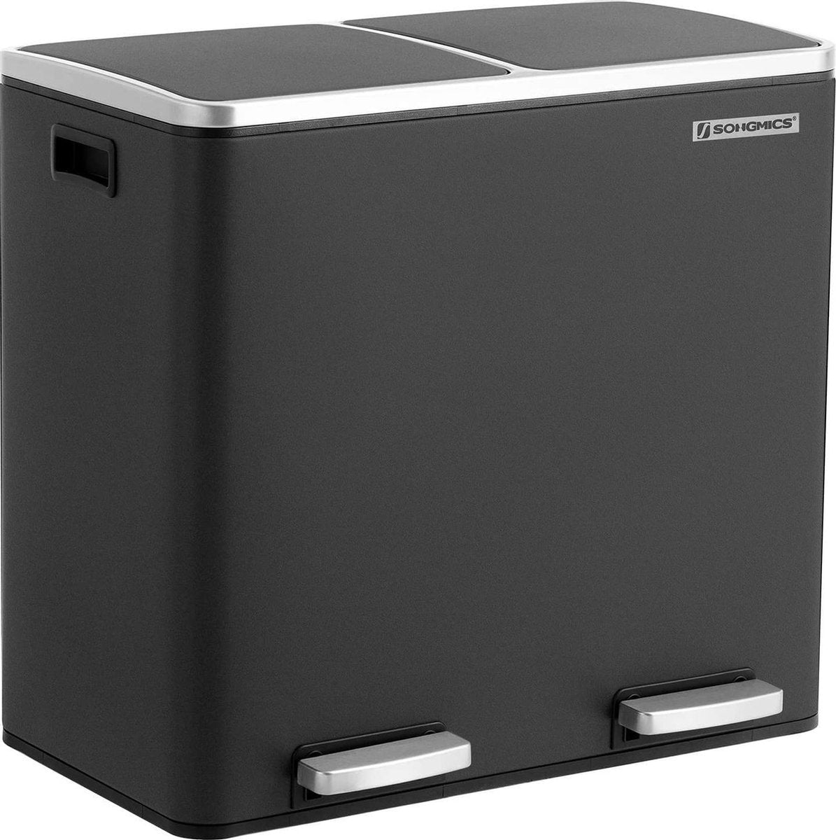 Nancy's Coleman 48L Prullenbak - Vuilnisbak - Pedaalemmer - 2 Compartimenten - Softclose - Binnenemmers - Voetpedalen - Handgrepen - Zwart