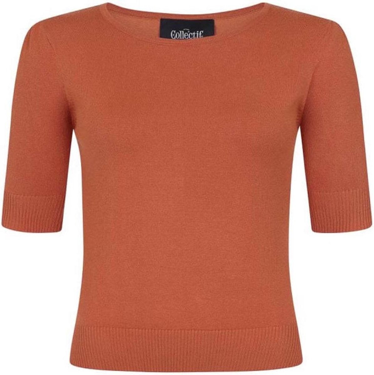 Collectif Chrissie Knitted 60's Top Oranje