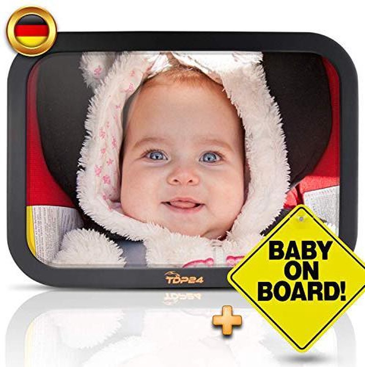 Terugkijk Spiegel voor in de auto( met bordje baby aan boord)