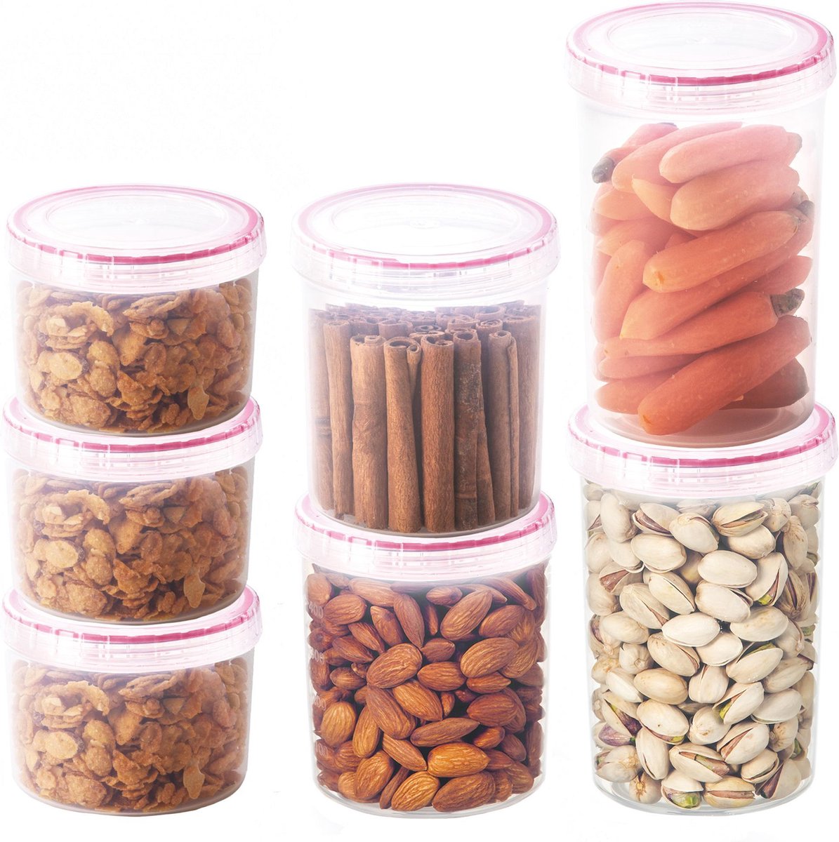 Lock&Lock Twist Vershoudbakjes | Voorraadbussen | Bewaardozen voedsel – Set van 7 stuks – Rond