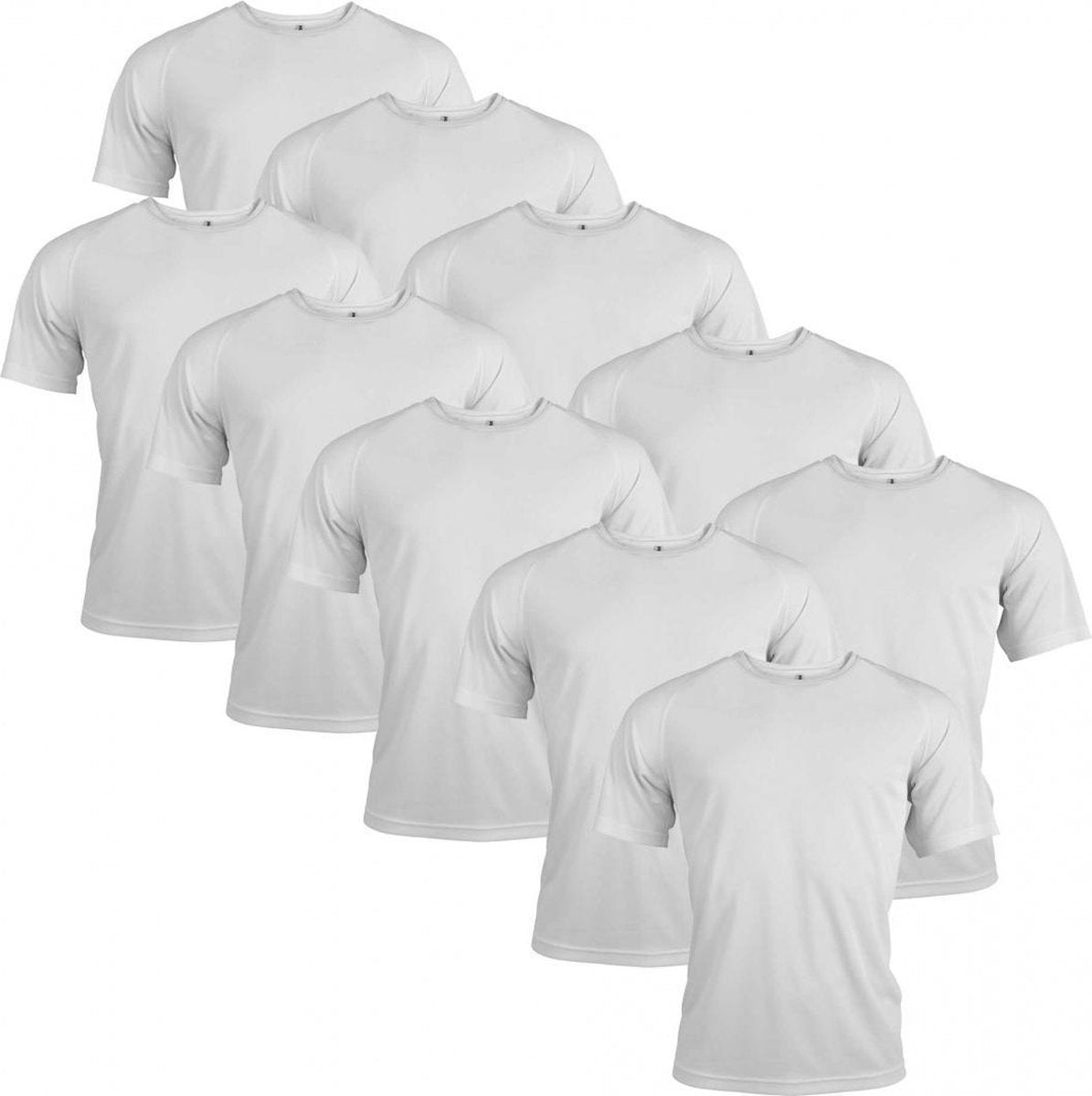 Functioneel Sportshirt - Wit - Polyester - Maat S - 10 stuks
