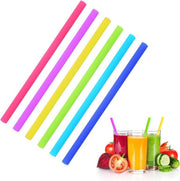 12x Duurzame Siliconen Herbruikbare Rietjes - 6x Recht 6x Krom | XL | Met 2x Schoonmaakborstels| Ideaal voor kinderen | Vrolijke kleuren | Duurzaam en Hygiënisch