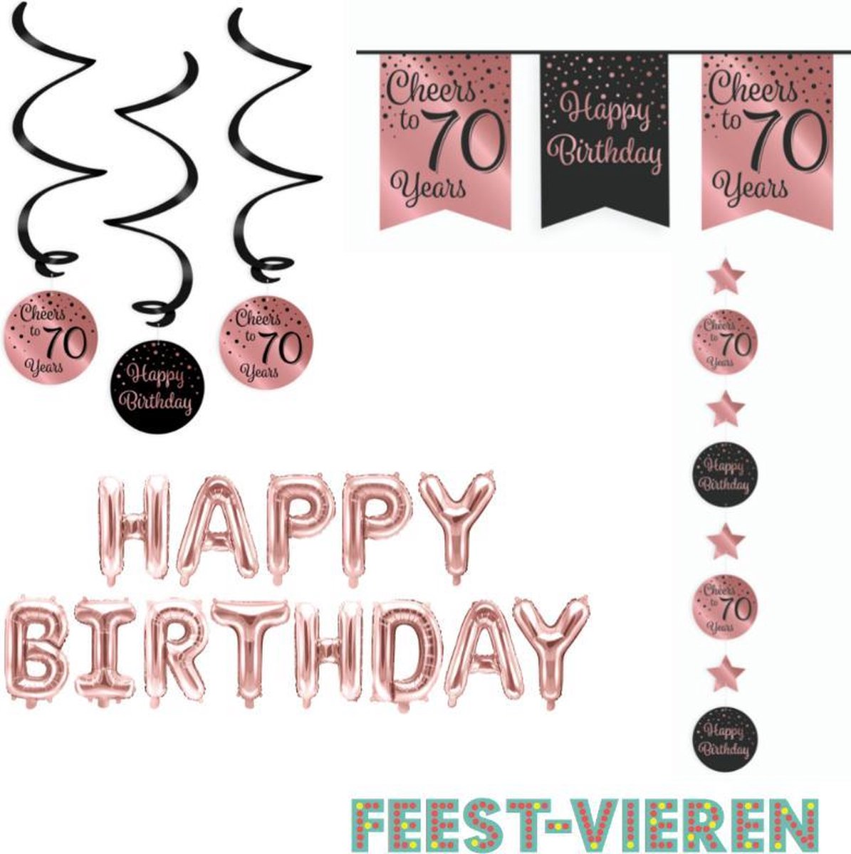 Verjaardagspakket rose goud 70 jaar