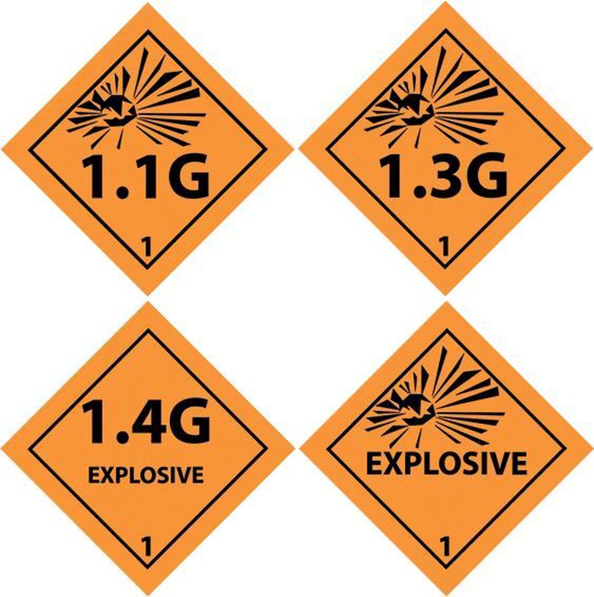 Gevarenstickers 10 x 10cm (set van 4 stuks)