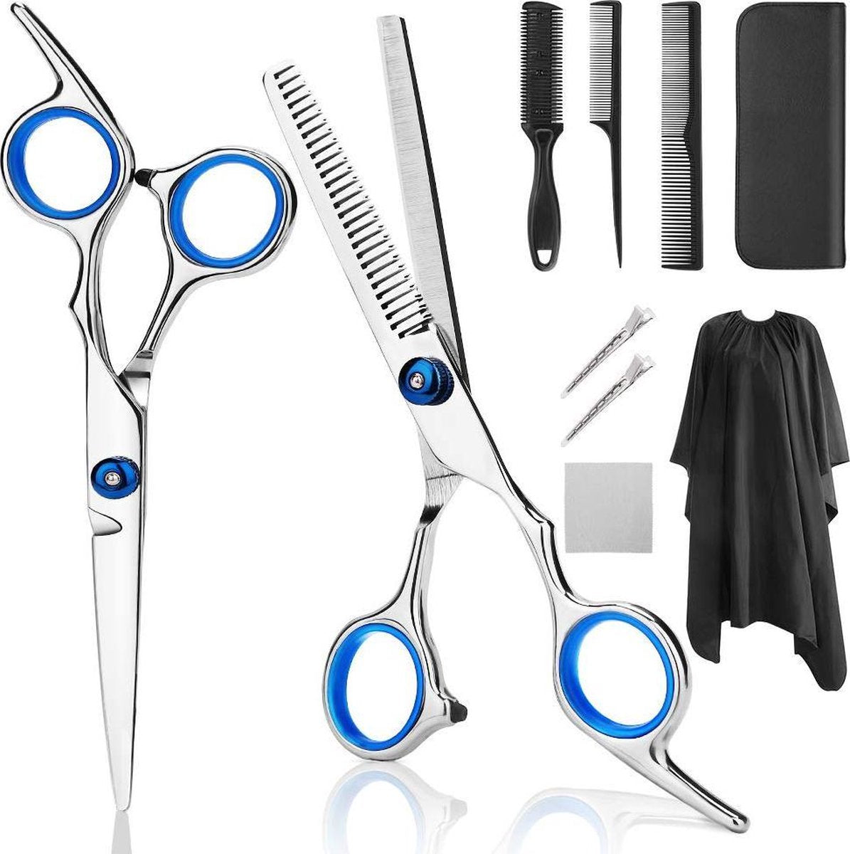 9 delige Professionele KappersSet Blauw in luxe etui
