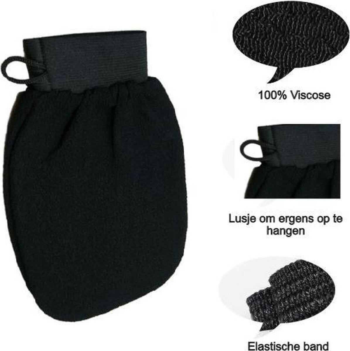 Scrubhandschoen - Zwart - Voor Hele Lichaam En Gezicht - Kessa - Hammam Handschoen - Kessa Glove - Marokkaanse Kessa - Washandje - Scrub handschoen - Verwijderen Dode Huidcellen - Als Beste Getest!