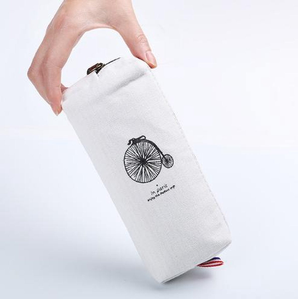 Etui - 18 cm - School Etui - Parijs - Paris - Canvas - Art - Wit