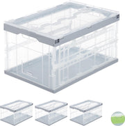 relaxdays 4x professionele vouwkrat - transport krat - boodschappenkrat met deksel