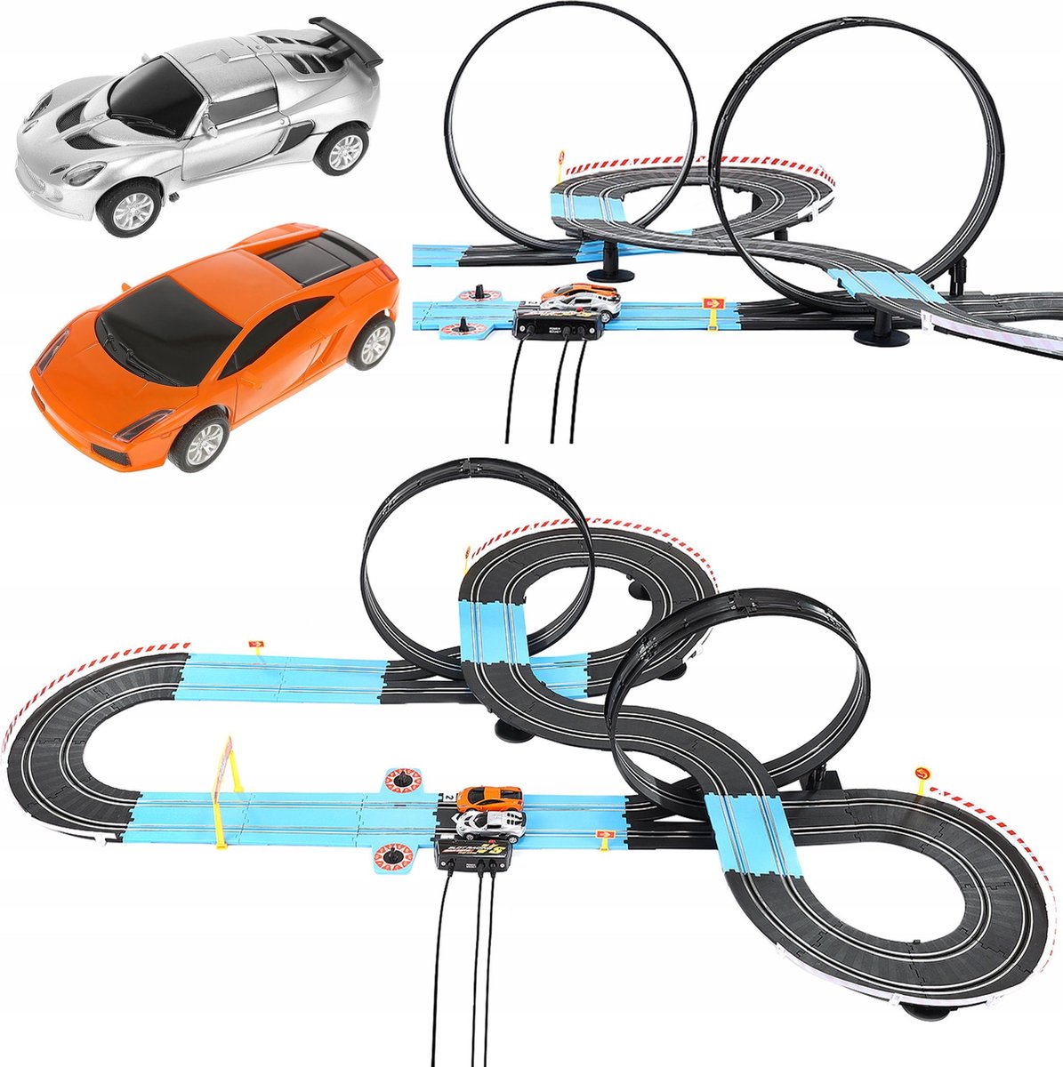 XXL Deluxe Elektrische Race Baan Met Dubbele Looping - Infinite Racing Track Set - Speelset Inclusief 2 Auto's & 2 Loops - 790 CM Lang