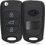 kwmobile autosleutelcover voor Hyundai 3-knops inklapbare autosleutel - vervangende sleutelbehuizing - zonder transponder - zwart