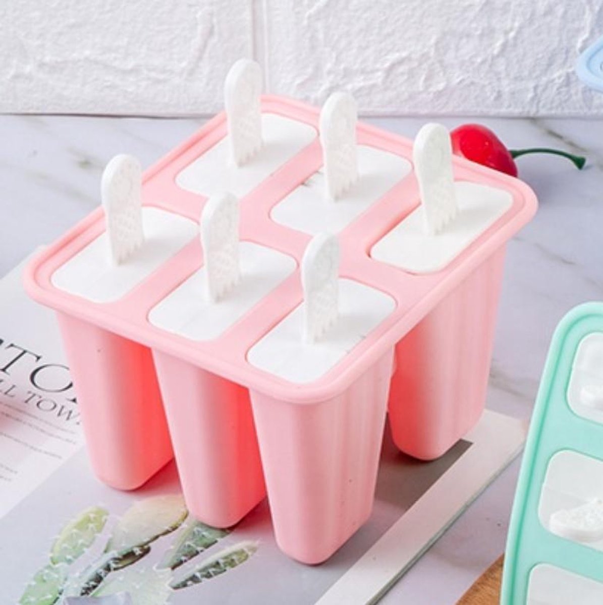 ZijTak - Ijsjesvorm - 6 stuks - Siliconen - Waterijs Vorm - Bakvorm - Fruitijs - Yoghurt ijs - Ijslolly - Frisco - Magnum mold - DIY Ijsjes - Zomer - Pastel roze