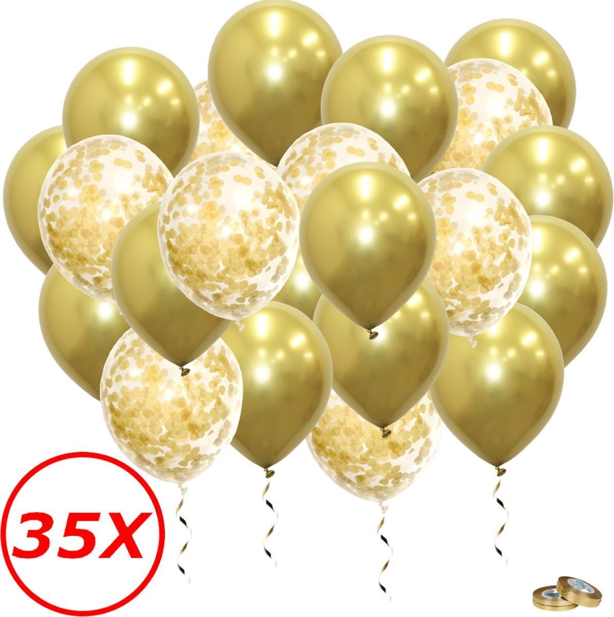 Gouden Ballonnen Gouden Confetti Ballonnen Verjaardag Versiering Helium Ballonnen Bruiloft Feest Versiering 35 Stuks