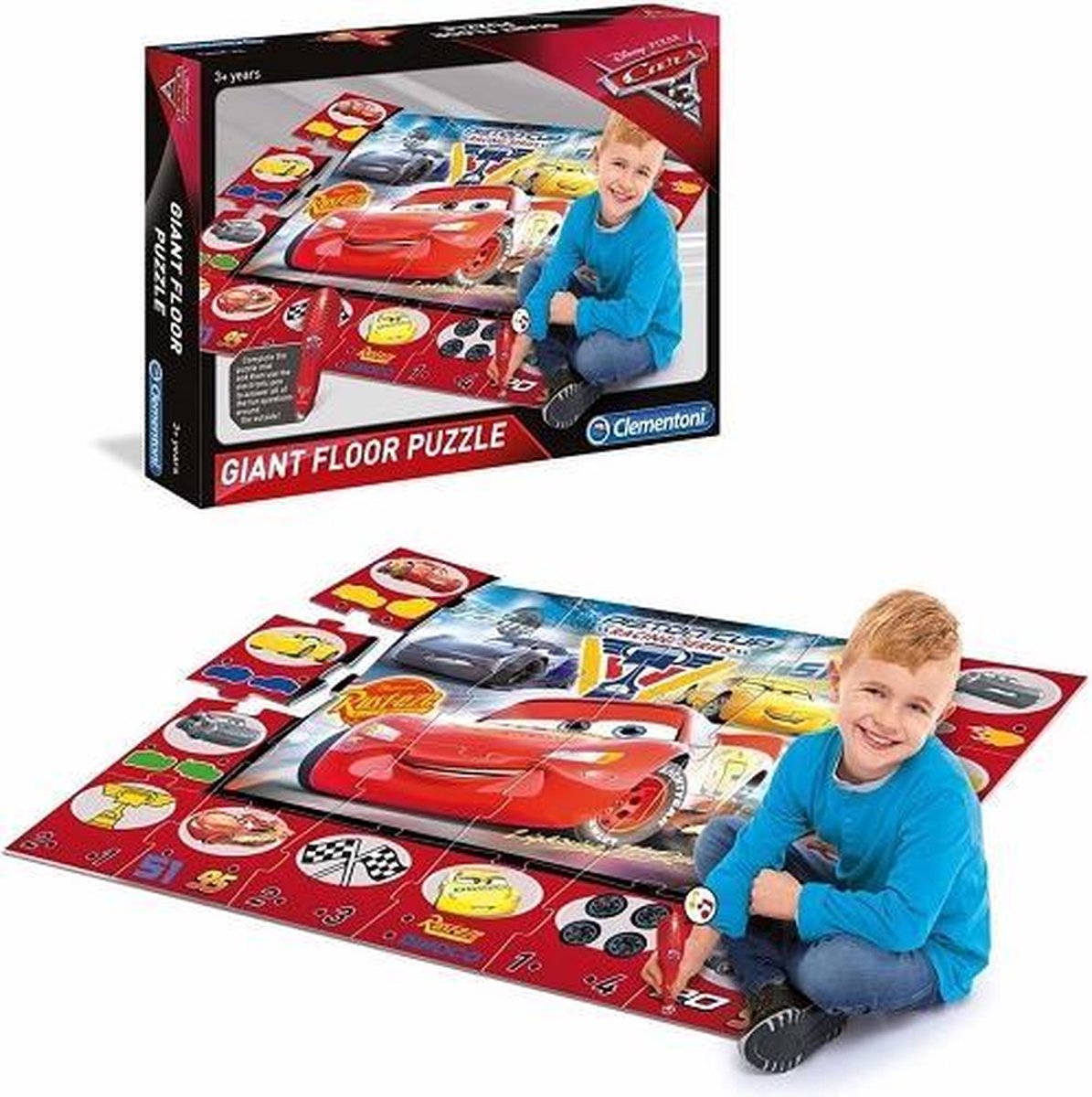 Clementoni Disney Cars 3 interactieve vloerpuzzel - 24 stukjes - 98x67