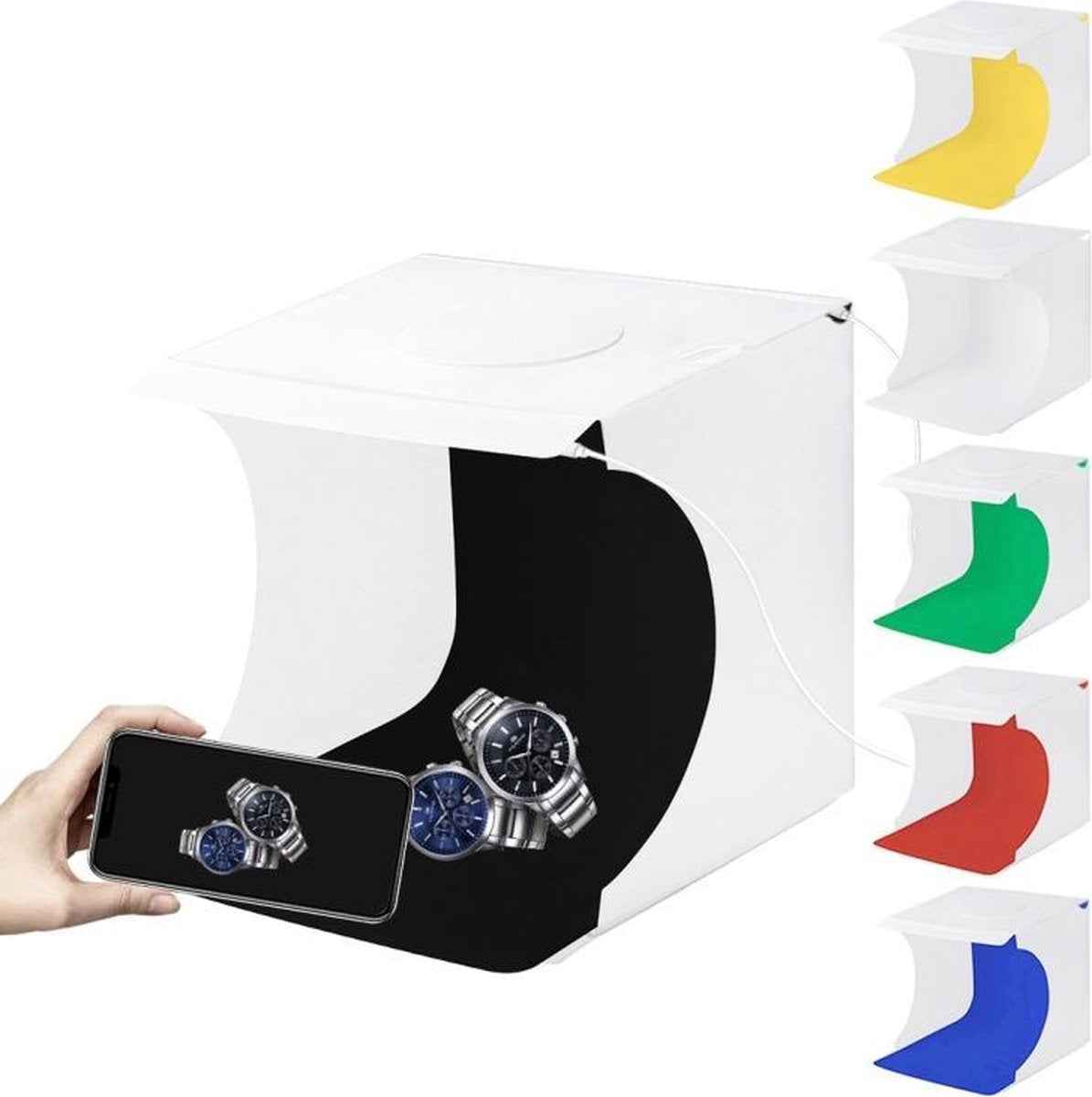 Viatel Fotostudio fotobox | foto studio met LED verlichting | Opvouwbaar | 22x23x24 cm