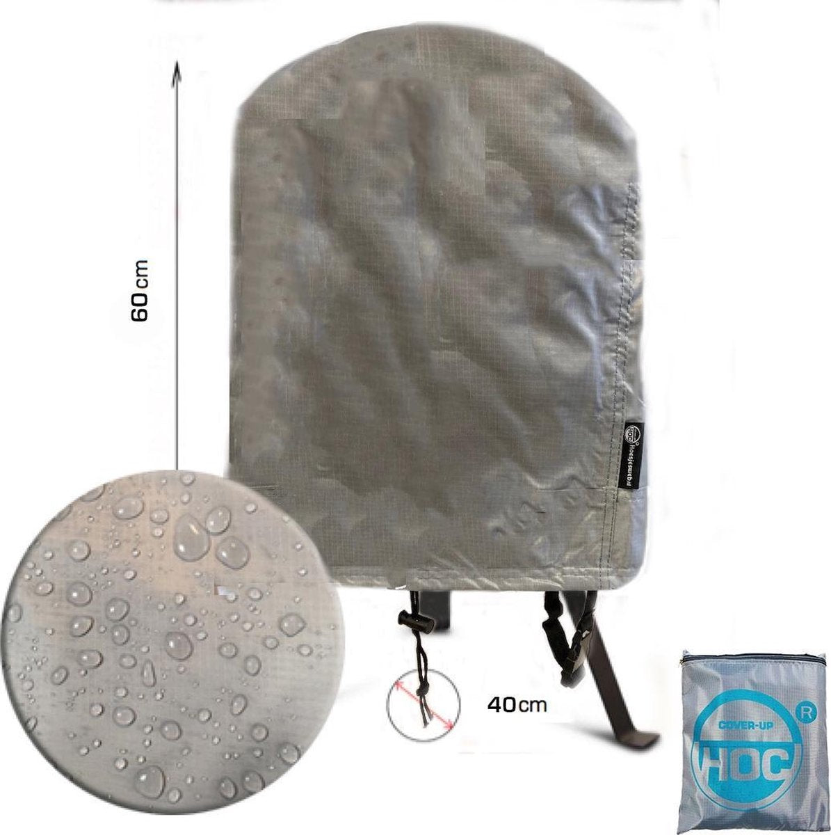 COVER UP HOC Diamond bbq hoes voor GrillChef Mini-kamado - Waterdicht met Stormbanden en Trekkoord