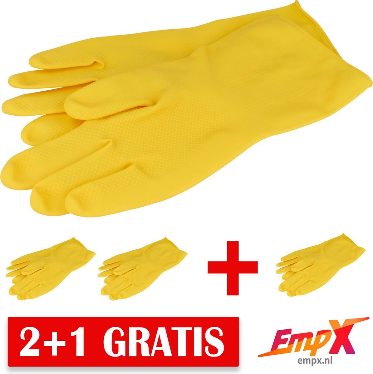 EmpX - 2+1 gratis Herbruikbare Rubberen Handschoenen  Large - Geel Latex - voor verven