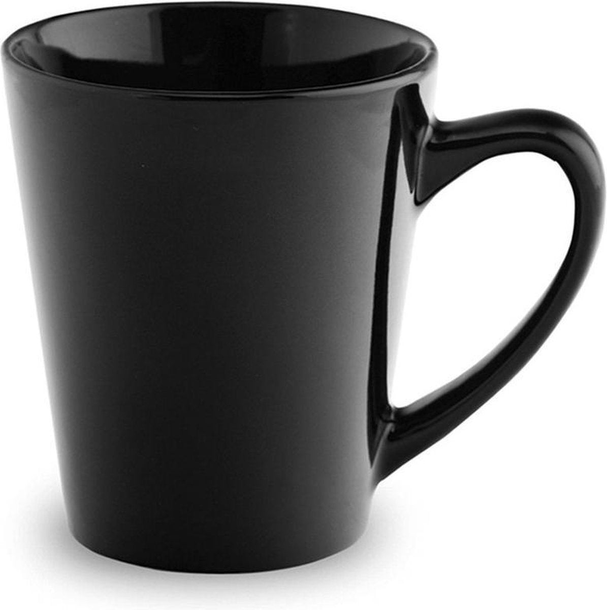 20x stuks Drinkbeker/mok zwart 350 ml - Keramiek - Zwarte mokken/bekers voor onbijt en lunch