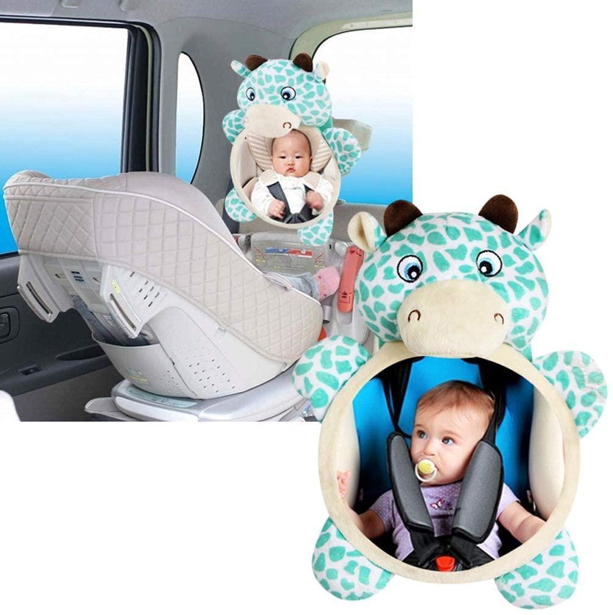 Baby Autospiegel - hert |  Baby Autospiegel kawaii | Achterbank spiegel voor baby & kind | spiegel voor achteruitkijkspiegel auto baby - Maxi Cosi spiegel- spiegel hoofdsteun baby