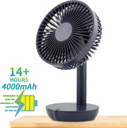 Evolize Stille Draadloze Mini Tafelventilator met Powerbank - 5 Snelheden - USB Oplaadbaar - Marineblauw